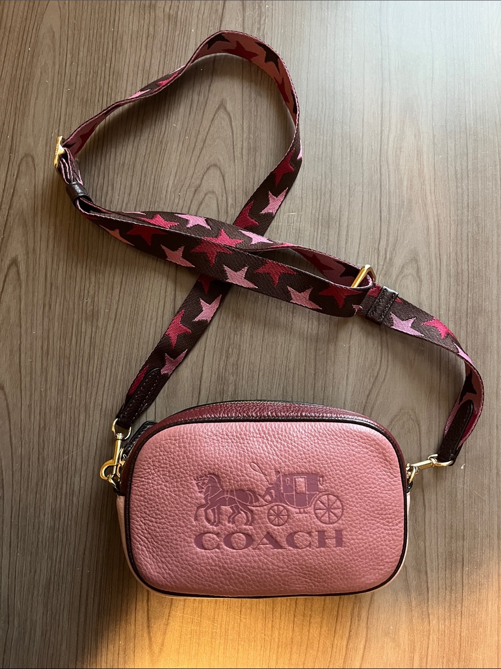Genuine COACH Jes Convertible Pink Leather Crossbody Purse Belt Bag.